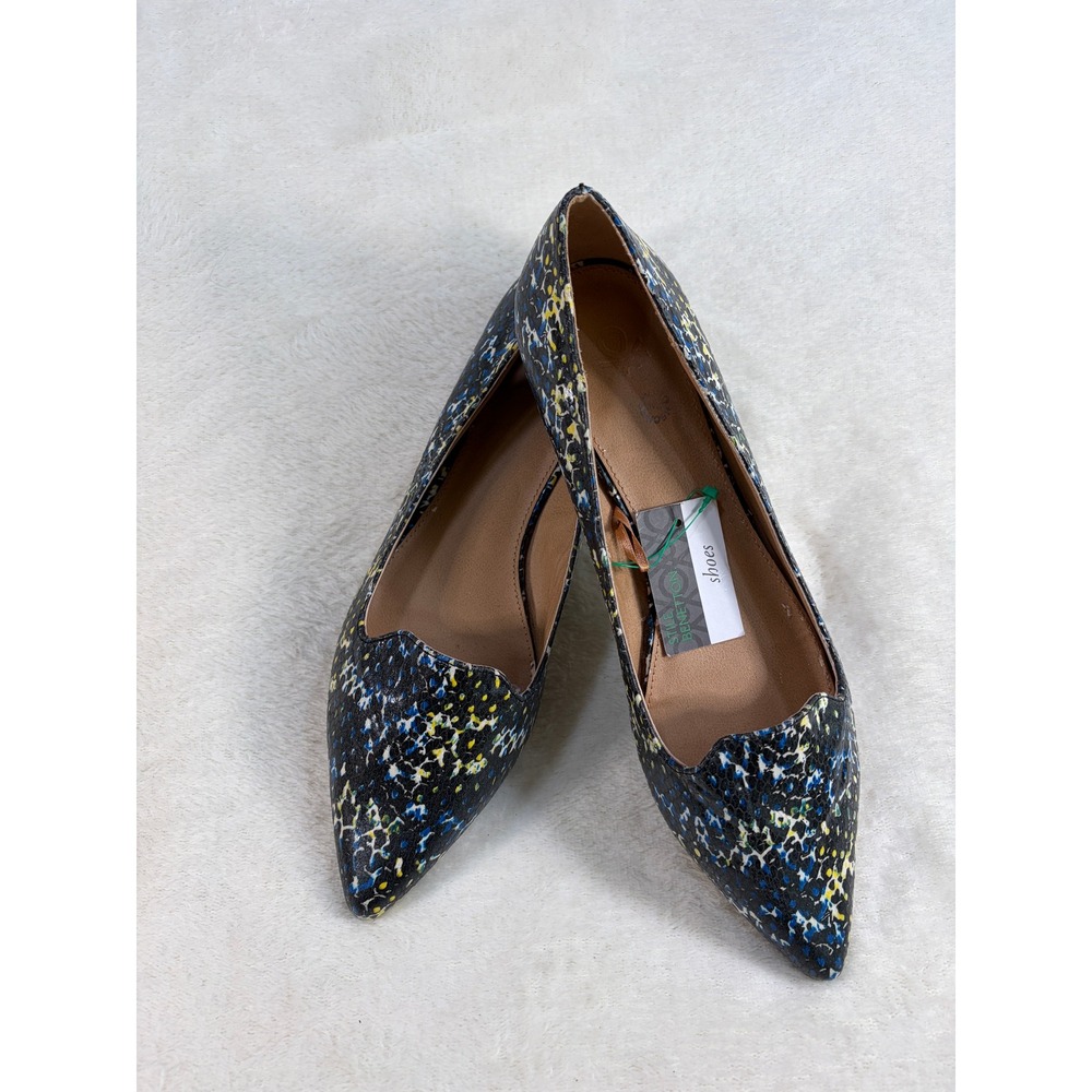 United Colors of Benetton Stile Blue Splatter Pointed Toe Flats Womens 40 NEW